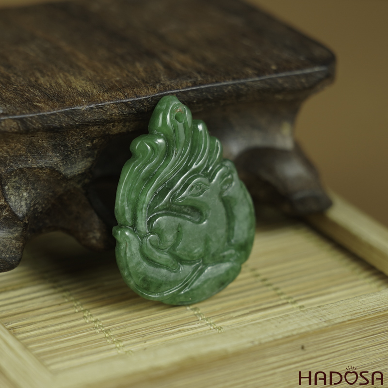 Hồ Ly Cẩm Thạch xanh tươi 26x33x4.5mm