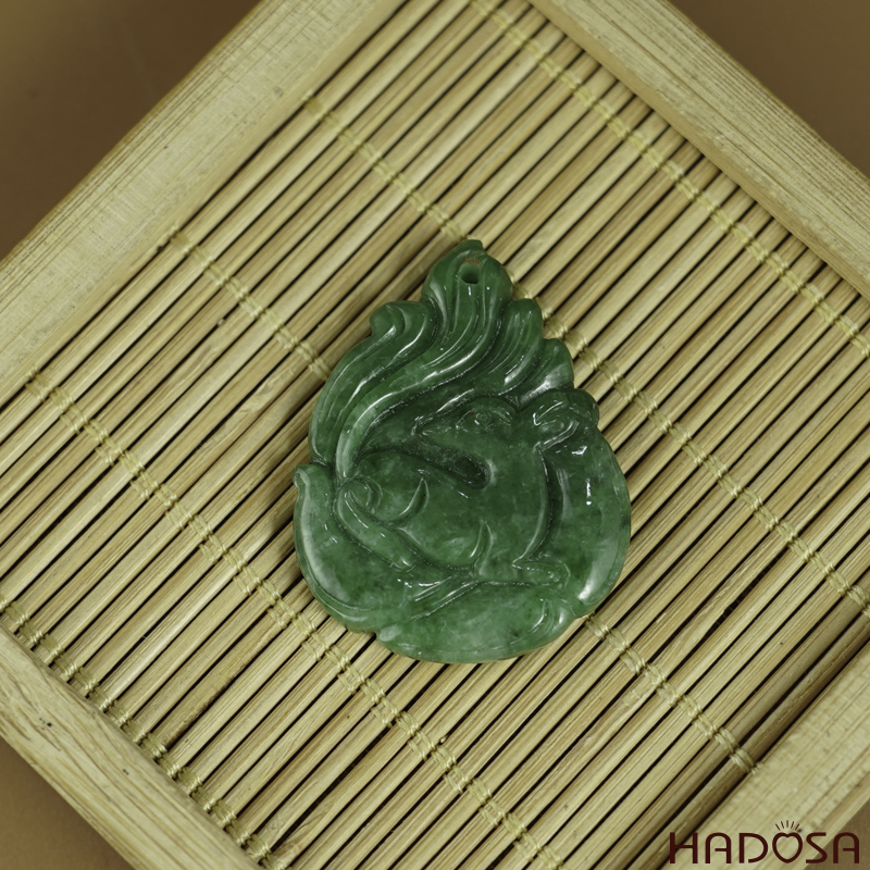 Hồ Ly Cẩm Thạch xanh tươi 26x33x4.5mm