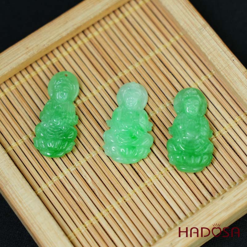 Mặt Quan Âm Cẩm Thạch xanh ngọc 11*26mm