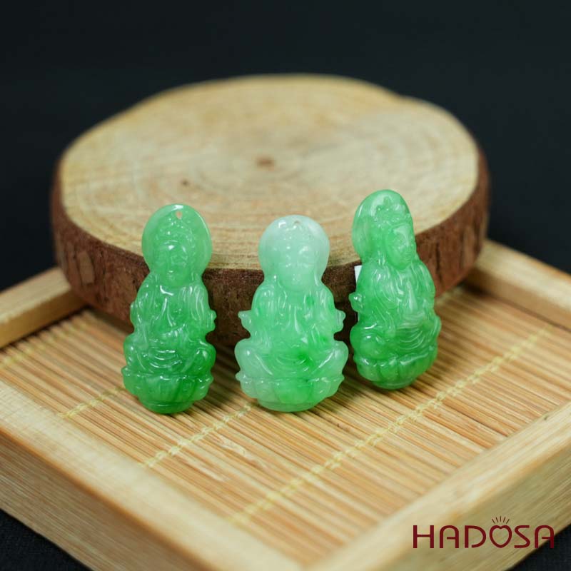 Mặt Quan Âm Cẩm Thạch xanh ngọc 11*26mm