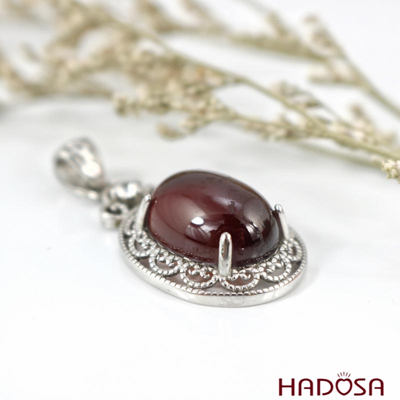Mặt đá Garnet bạc 925