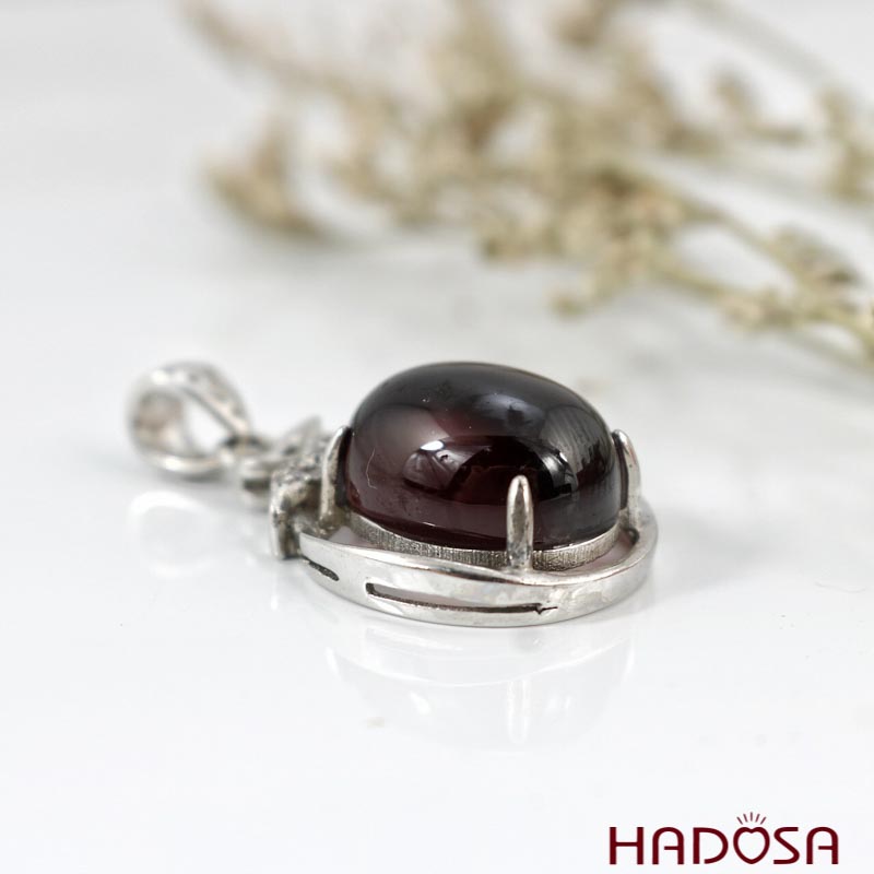 Mặt đá Garnet bạc 925