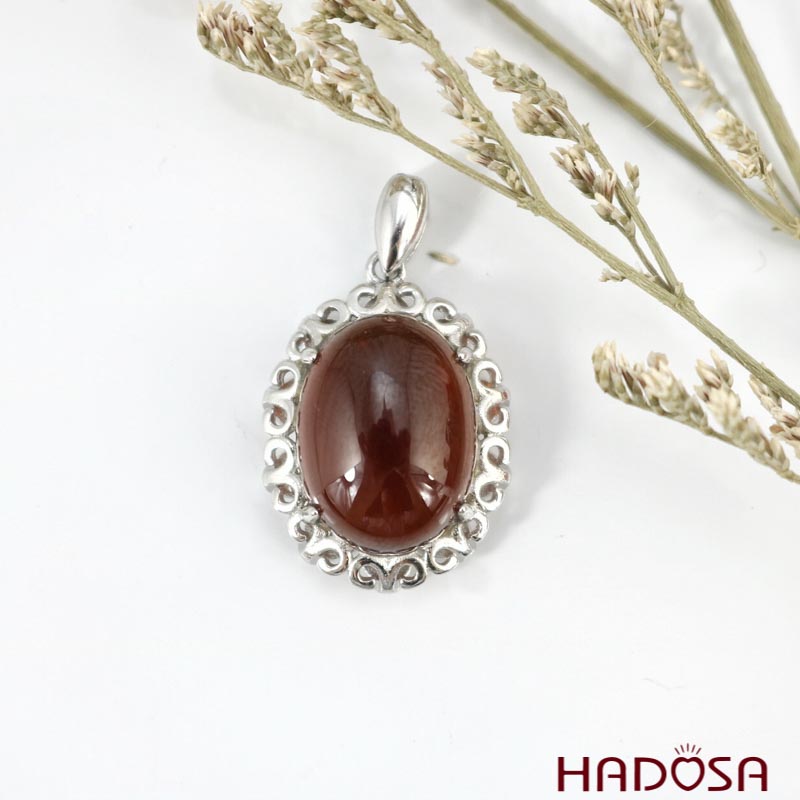 Mặt đá Garnet bạc 925