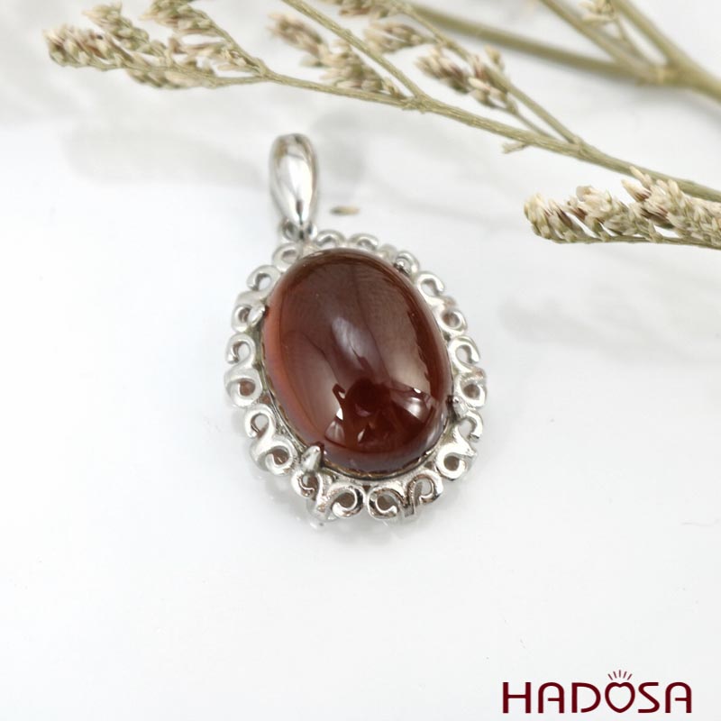 Mặt đá Garnet bạc 925