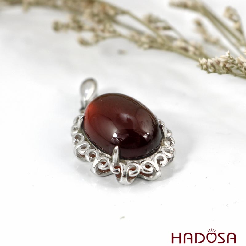 Mặt đá Garnet bạc 925