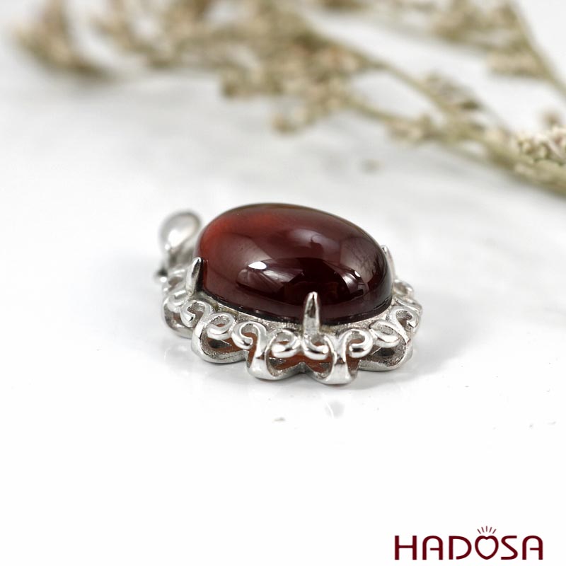 Mặt đá Garnet bạc 925