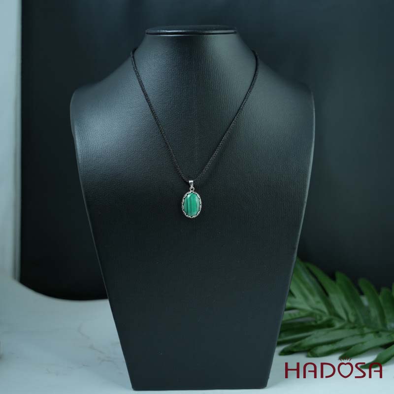 Mặt dây chuyền đính đá Lông công oval 14x20mm bạc 925