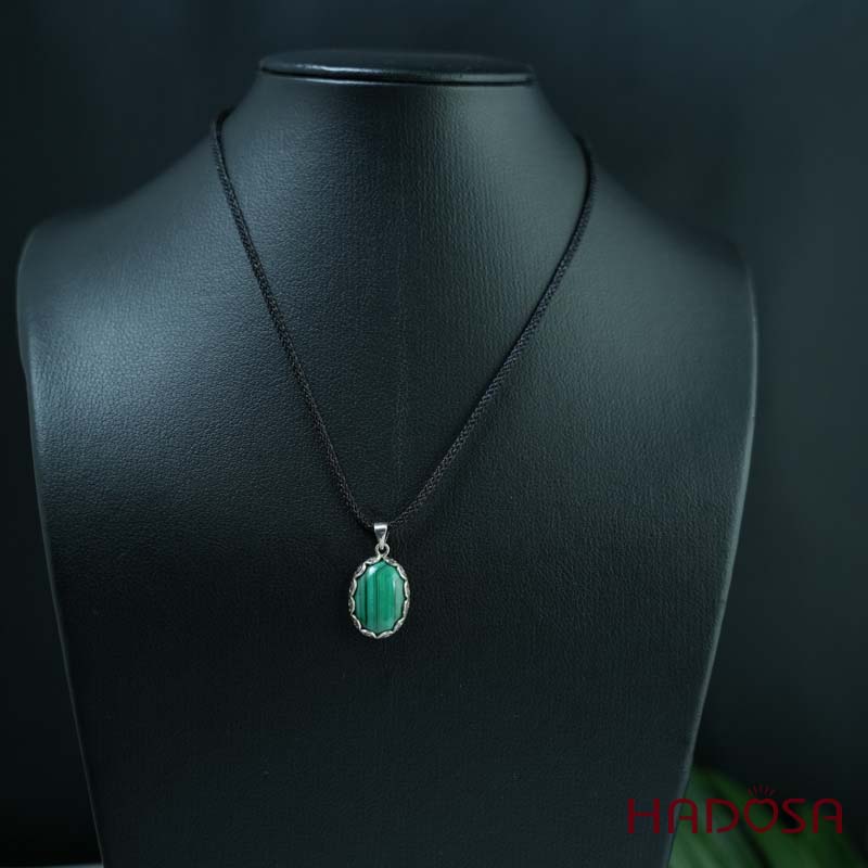 Mặt dây chuyền đính đá Lông công oval 14x20mm bạc 925