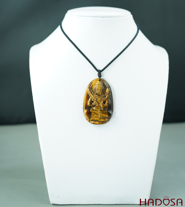 Mặt đá Mắt Hổ vàng nâu Hư Không Tạng Bồ Tát (Sửu, Dần) 44*29*11mm