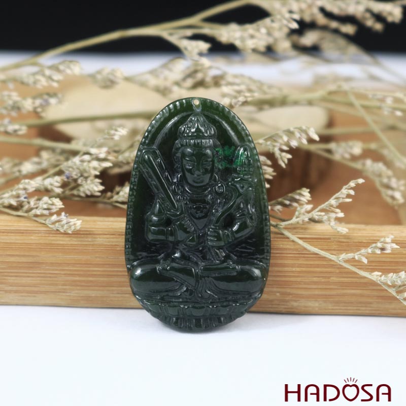Mặt Ngọc Bích Hư Không Tạng Bồ Tát (Sửu, Dần) 37x25mm HADOSA