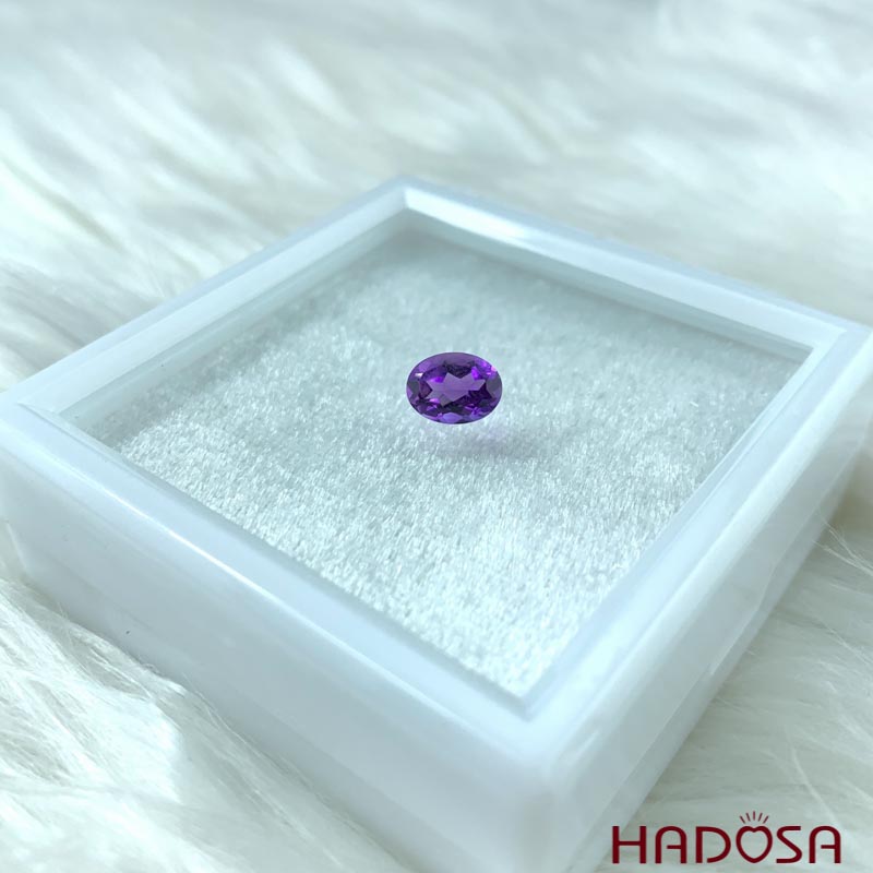 Mặt đá thạch anh tím Amethyst oval 6x8mm 5A