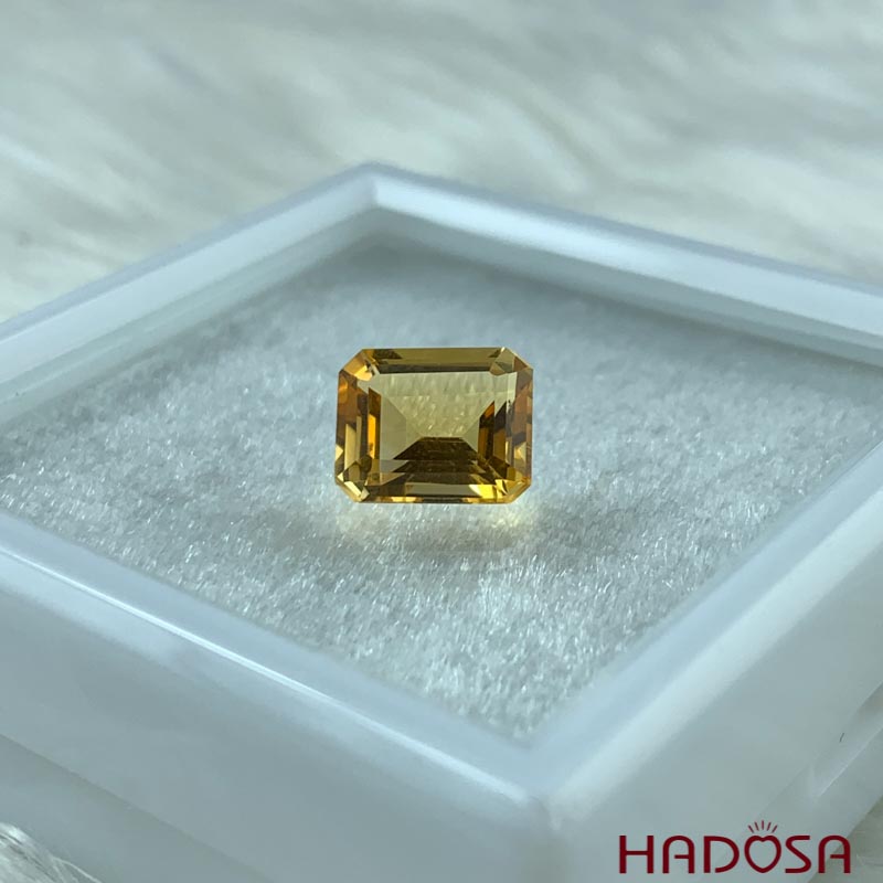 Mặt đá thạch anh vàng Citrine chữ nhật 9*11mm