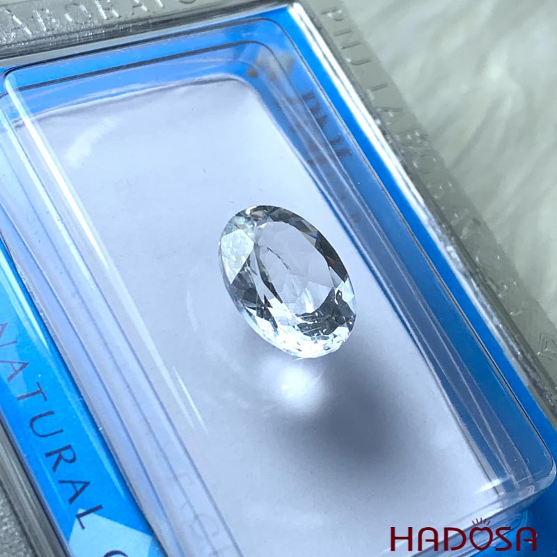 Mặt đá trang sức Topaz trắng oval 12*16mm