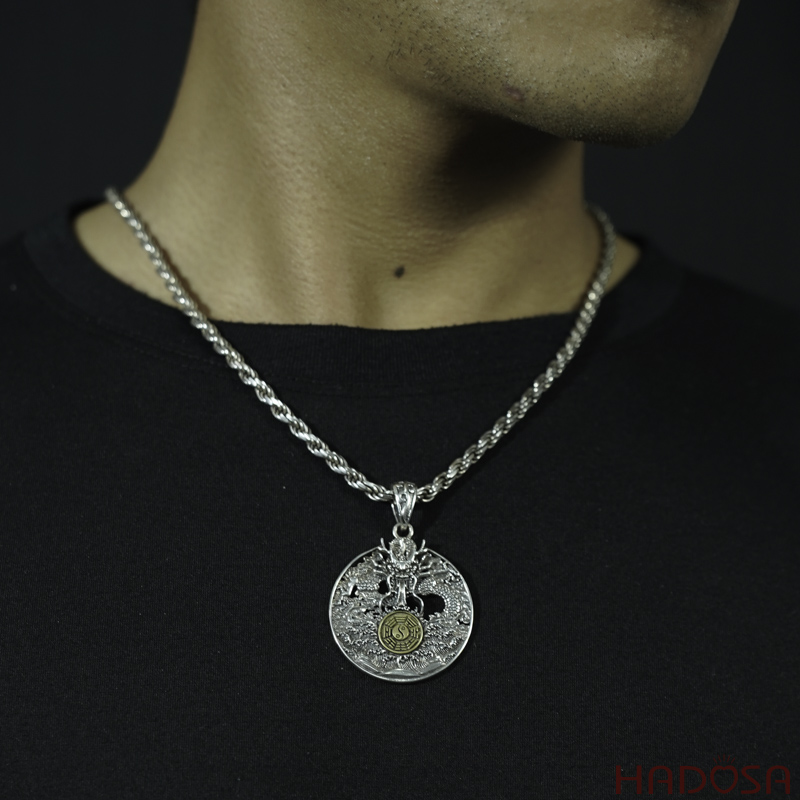 Mặt dây chuyền bạc nam phong thủy 43*37mm