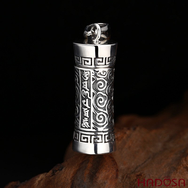 Mặt Dây Chuyền Bạc Thái 925 Om Mani Padme Hum Lưu Vân Cổ Phong