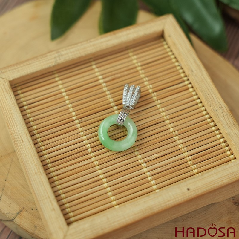 Mặt dây chuyền đồng điếu Ngọc Cẩm Thạch 13mm