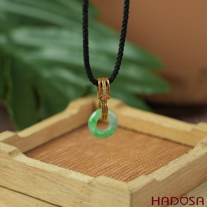 Mặt dây chuyền đồng điếu Ngọc Cẩm Thạch 13mm