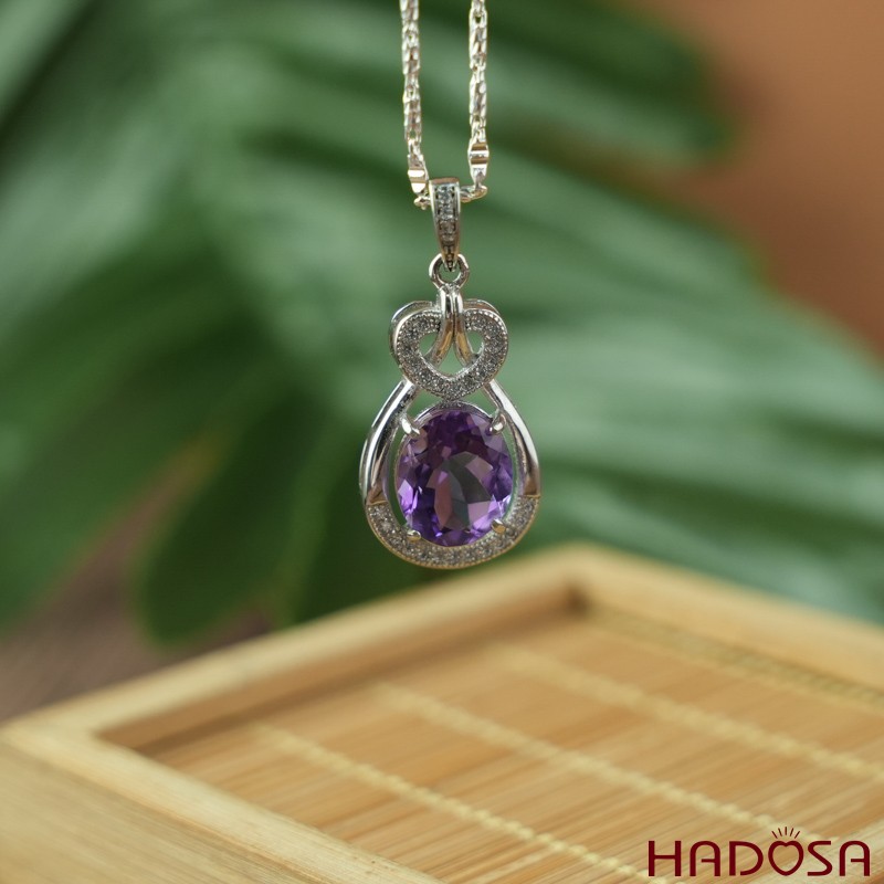 Mặt dây chuyền đá Thạch anh tím 9x11mm bạc 925