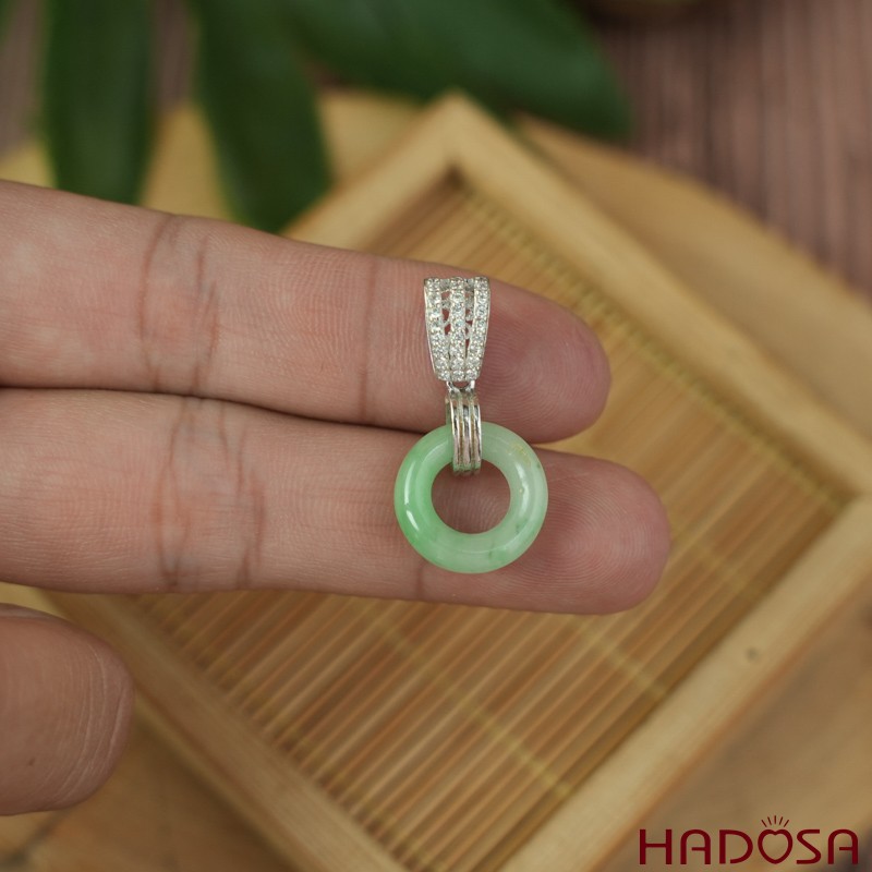 Mặt dây chuyền đồng điếu Ngọc Cẩm Thạch 13mm