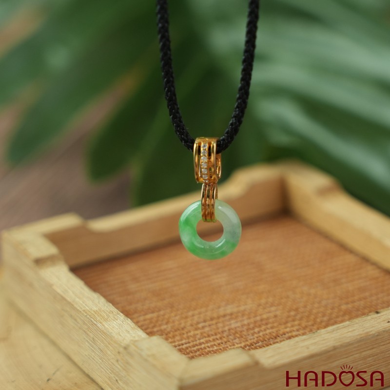 Mặt dây chuyền đồng điếu Ngọc Cẩm Thạch 13mm