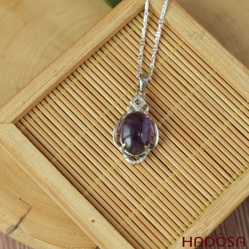 Mặt dây chuyền đá Thạch anh tím 9x13mm bạc 925