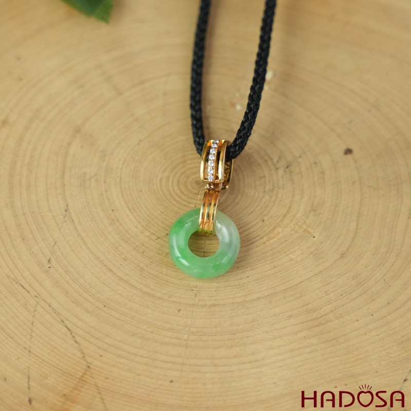 Mặt dây chuyền đồng điếu Ngọc Cẩm Thạch 13mm