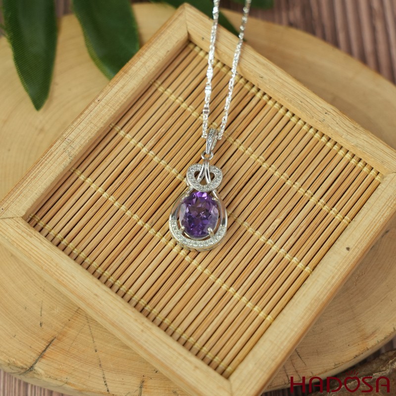 Mặt dây chuyền đá Thạch anh tím 9x11mm bạc 925