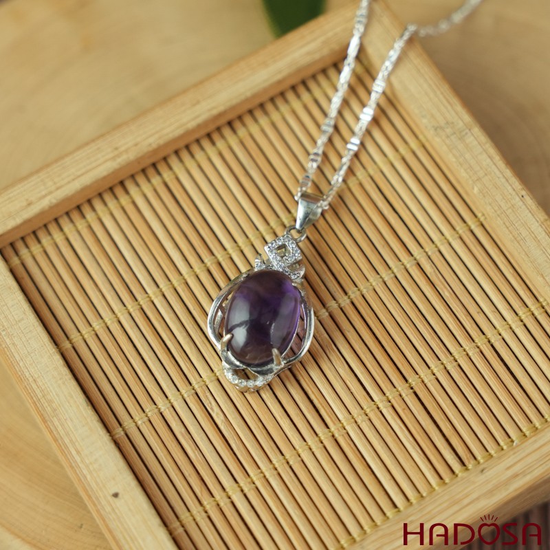 Mặt dây chuyền đá Thạch anh tím 9x13mm bạc 925