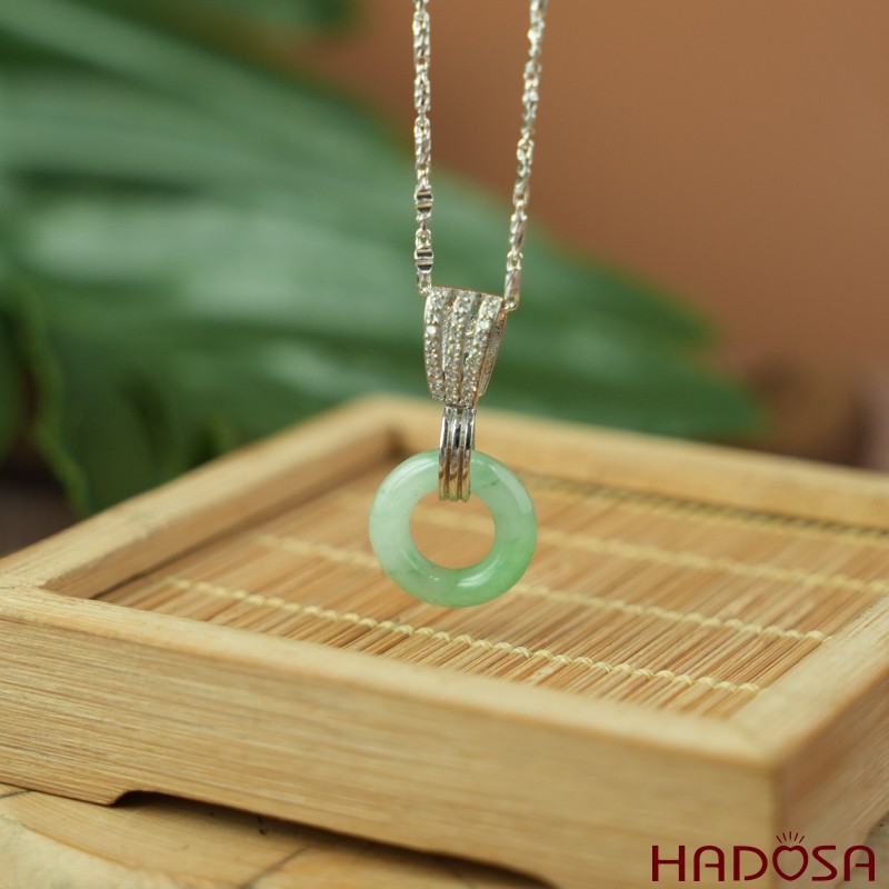 Mặt dây chuyền đồng điếu Ngọc Cẩm Thạch 13mm