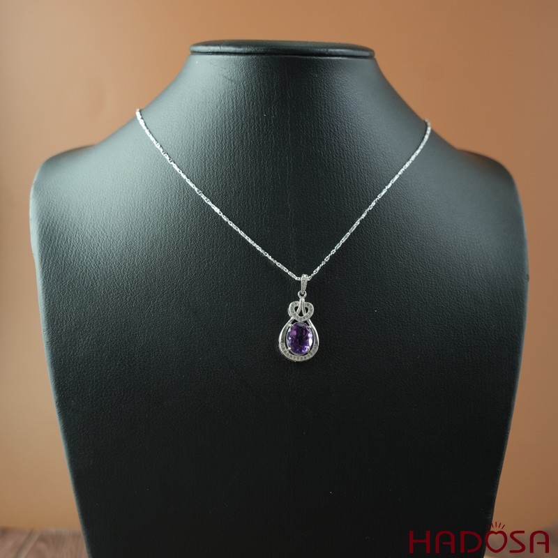 Mặt dây chuyền đá Thạch anh tím 9x11mm bạc 925