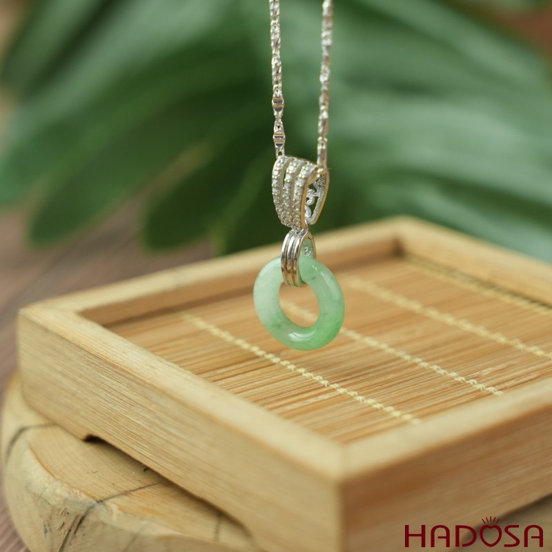 Mặt dây chuyền đồng điếu Ngọc Cẩm Thạch 13mm