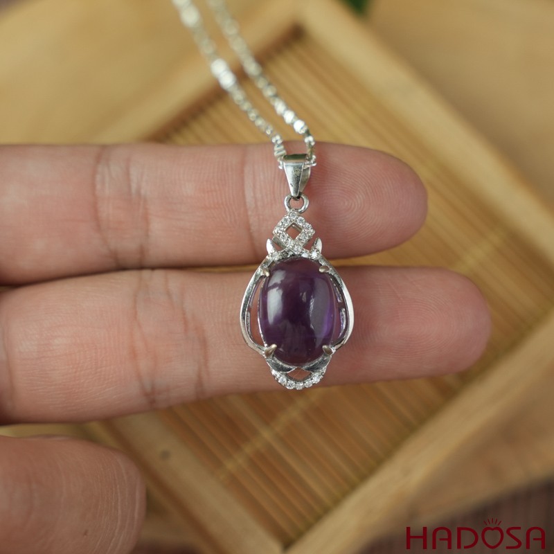 Mặt dây chuyền đá Thạch anh tím 9x13mm bạc 925