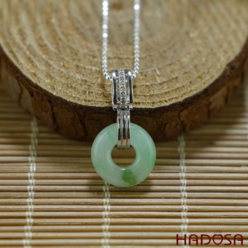 Mặt dây chuyền đồng điếu Ngọc Cẩm Thạch 13mm