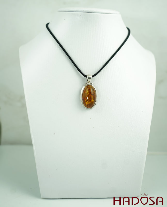 Mặt dây chuyền bạc Hổ Phách Baltic oval 18*25mm