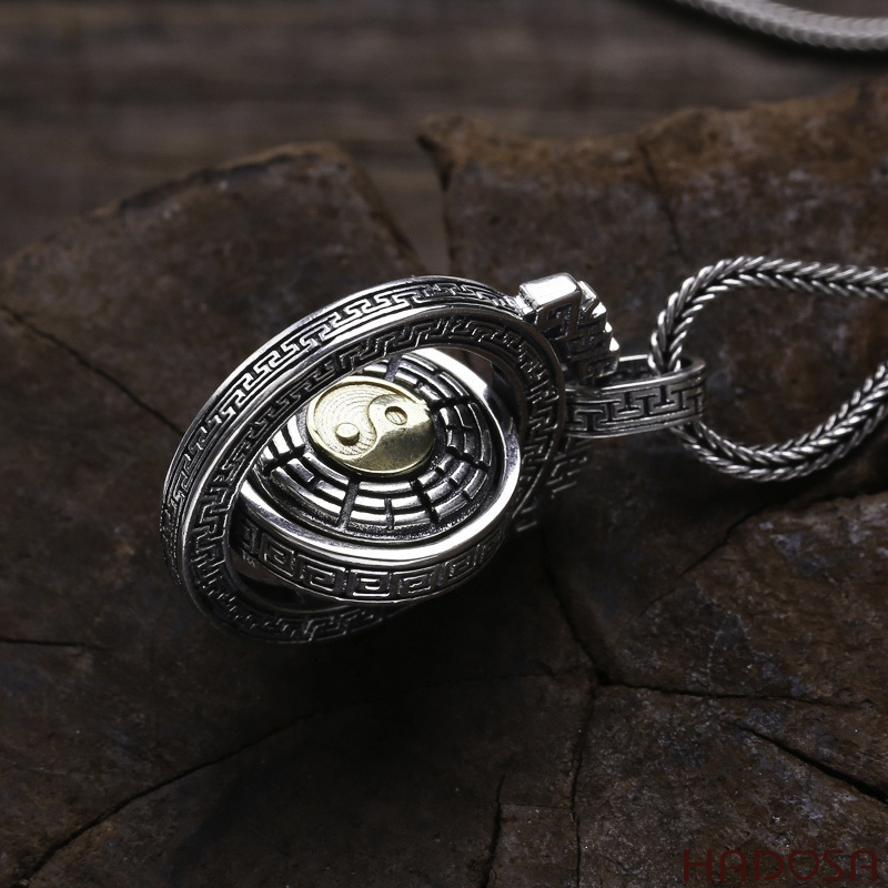 Mặt dây chuyền bạc nam Càn Khôn Bát Quái