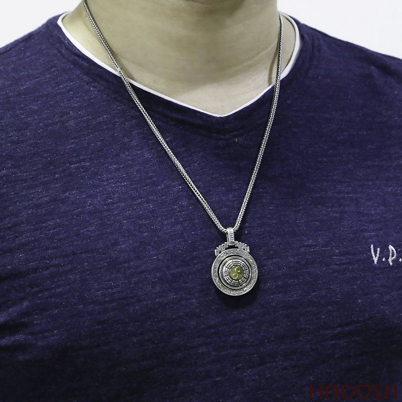 Mặt dây chuyền bạc nam Càn Khôn Bát Quái