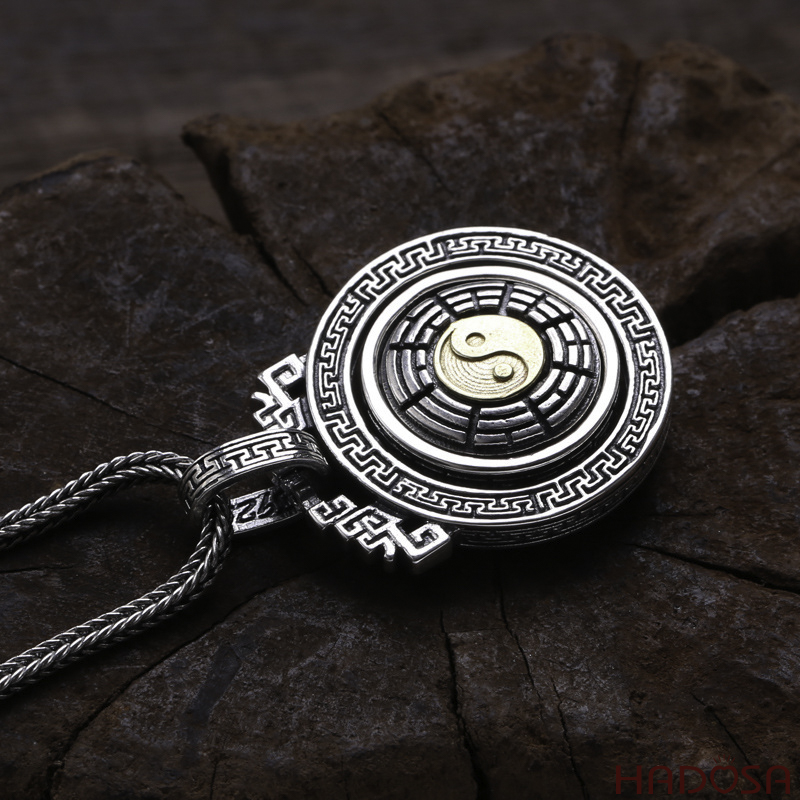 Mặt dây chuyền bạc nam Càn Khôn Bát Quái