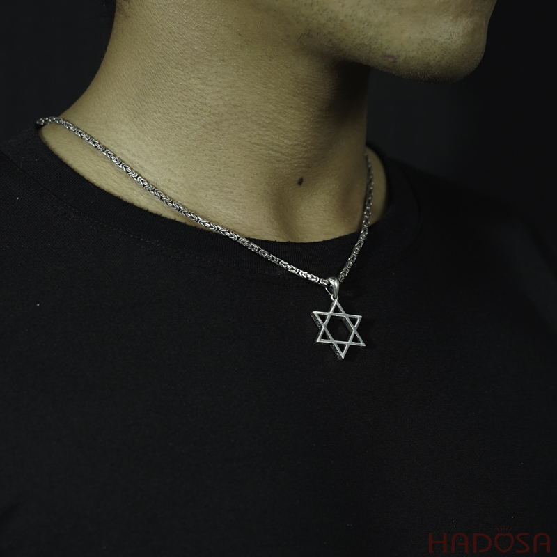 Mặt dây chuyền bạc nam Ngôi sao David 23mm