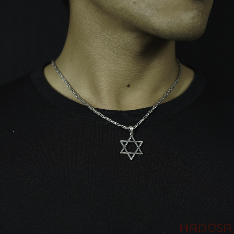 Mặt dây chuyền bạc nam Ngôi sao David 23mm