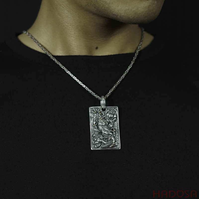 Mặt dây chuyền bạc Thái cá chép liên hoa