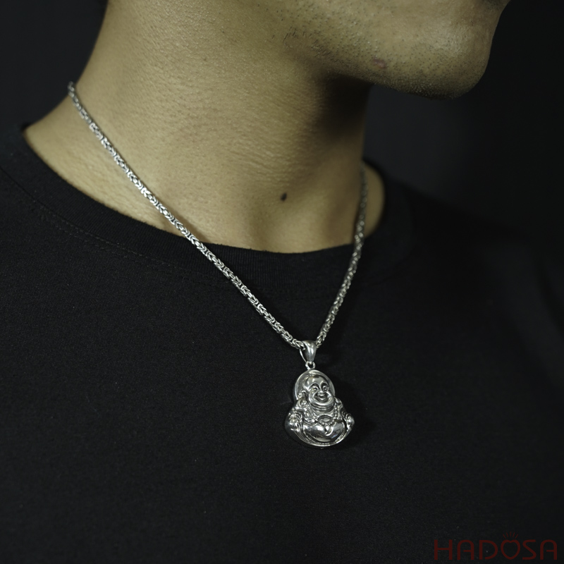 Mặt dây chuyền bạc Thái Phật Di Lặc 40x28mm