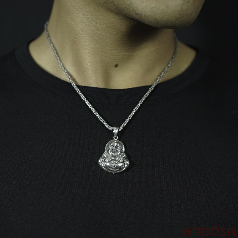 Mặt dây chuyền bạc Thái Phật Di Lặc 40x28mm