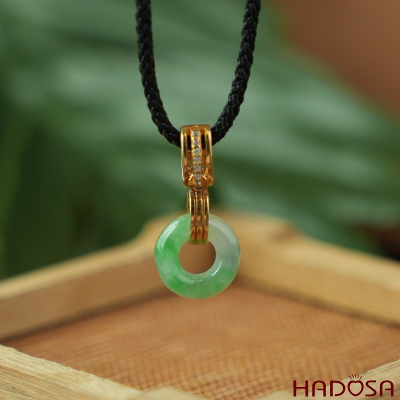 Mặt dây chuyền đồng điếu Ngọc Cẩm Thạch 13mm