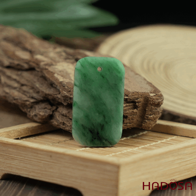 Mặt Cẩm Thạch Vô Sự Bài chữ nhật xanh lý 35x18x4mm