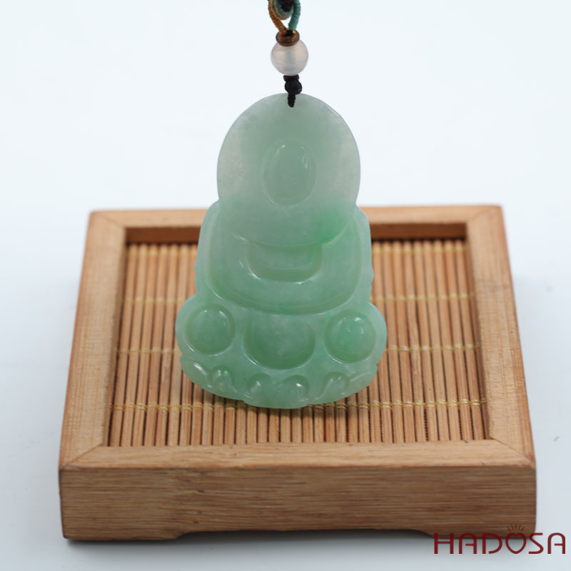 Phật Quan Âm Ngọc Cẩm Thạch Jade A Nếp Lý 45x35mm