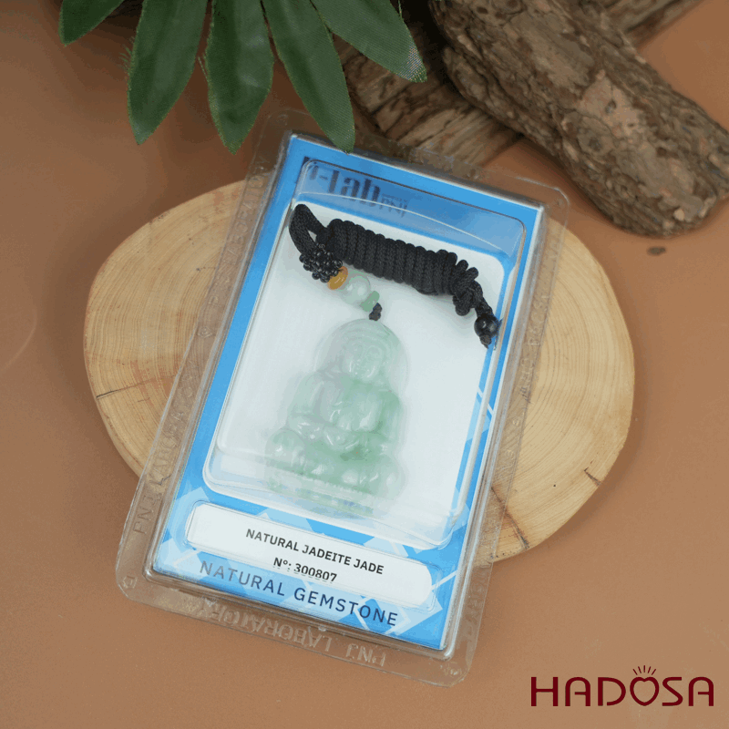 Phật Quan Âm Ngọc Cẩm Thạch A Nếp Chủng 53x33mm