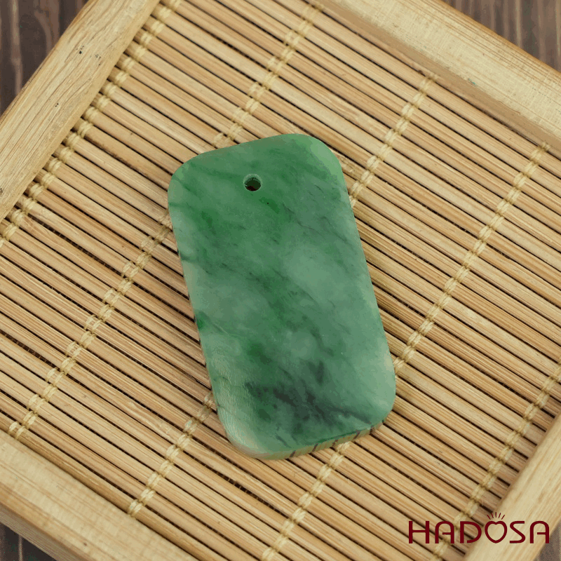 Mặt Cẩm Thạch Vô Sự Bài chữ nhật xanh lý 35x18x4mm