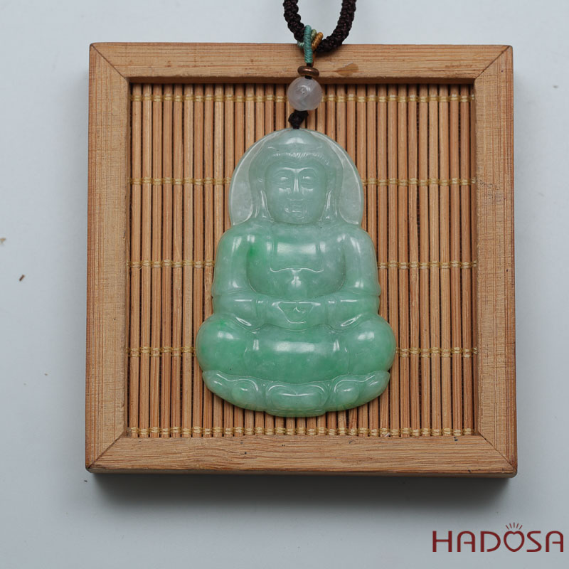 Phật Quan Âm Ngọc Cẩm Thạch Jade A Nếp Lý 45x35mm