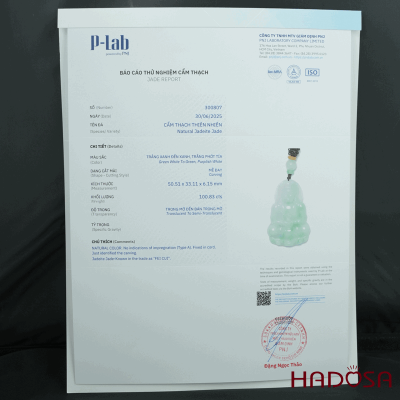 Phật Quan Âm Ngọc Cẩm Thạch A Nếp Chủng 53x33mm