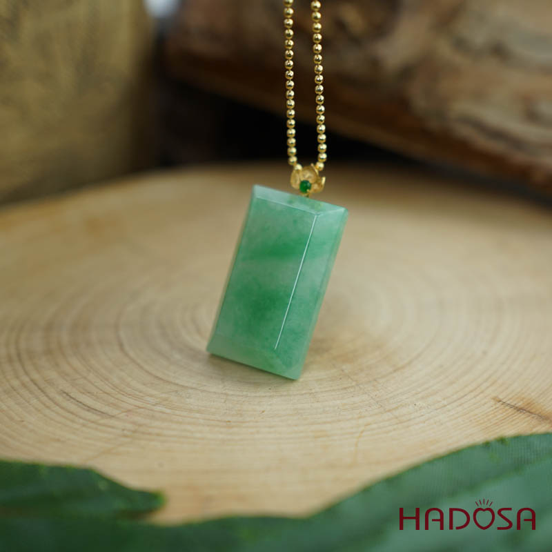 Mặt ngọc cẩm thạch Vô Sự Bài Nếp Lý 26x15x6mm